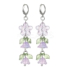 Flower of Life Glass & Acrylic Dangle Leverback Earrings EJEW-JE05558-3