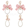 4Pcs 2 Styles Alloy Enamel Flower & Cloth Bowknot Pendant Keychains AJEW-HS0001-25A-1