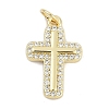 Brass Micro Pave Clear Cubic Zirconia Pendants KK-G522-51G-03-1