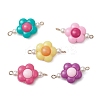 Two Tone Opaque Acrylic & Glass Pearl Flower Connector Charms PALLOY-JF03484-01-1