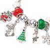 Christmas Theme Glass & Alloy European Beads Bracelets for Women BJEW-JB11198-03-3