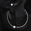 Round Plastic Imitation Pearl Stud Earrings & Rectangle Cubic Zirconia Rhinestone Cuff Choker Necklaces Sets SJEW-U003-06P-2