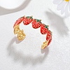304 Stainless Steel Enamel Cuff Bangles for Women BJEW-F518-01G-1