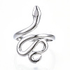 Non-Tarnish 304 Stainless Steel Snake Open Cuff Ring for Women RJEW-N040-01-2