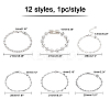 12Pcs 12 Style 304 Stainless Steel Chain Bracelets BJEW-DC0001-02-4