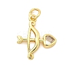 Bow and Arrow Brass Micro Pave Cubic Zirconia Pendants KK-C134-12G-2