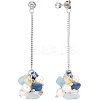 1 Pairs Natural Mixed Gemstone Chips & Pearl & Cubic Zirconia Cluster Dangle Stud Earrings EJEW-UN0002-26-1