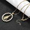 Brass Clear & Blue Cubic Zirconia Nossa Senhora Aparecida Virgin Pendant Necklaces for Women NJEW-U039-01A-G-3
