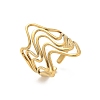 Ion Plating(IP) 304 Stainless Steel Wave Open Cuff Ring for Women RJEW-M025-01G-4