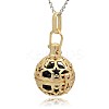 Golden Tone Brass Hollow Round Cage Pendants KK-J226-03G-2