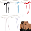 5Pcs 5 Colors ABS Plastic Pearl Round Beaded with Polyester Cord Pendant Necklaces for Women NJEW-CY0001-03-1