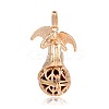 Golden Plated Brass Hollow Round Cage Pendants KK-J249-08G-1