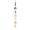 Flat Round with Tree of Life Natural Gemstone Chips Chandelier Hanging Suncatcher AJEW-Q143-03-3