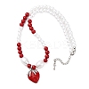 Strawberry Brass Micro Pave Clear Cubic Zirconia Red Enamel Pendant Necklaces for Women NJEW-G162-04P-4