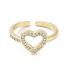Clear Cubic Zirconia Hollow Out Heart Open Cuff Ring RJEW-I094-03G-2