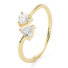 Rack Plating Brass Micro Pave Clear Cubic Zirconia Cuff Rings RJEW-C043-13G-1