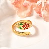 201 Stainless Steel Enamel Snake Open Cuff Ring for Women RJEW-A053-05G-01-1
