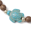 Summer Beach Turtle Dyed Synthetic Turquoise & 6.5mm Round Wenge Wood Beaded Stretch Bracelets for Women BJEW-JB10515-01-3