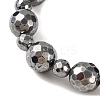 Faceted Round Terahertz Stone Beaded Stretch Bracelets for Women Men BJEW-H590-02-2