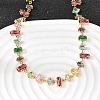 Brass Pave Colorful Cubic Zirconia Geometric Link Chain Necklaces NJEW-C111-03D-1