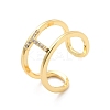 Clear Cubic Zirconia Initial Letter Open Cuff Ring RJEW-A012-01G-T-3