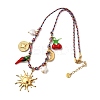 304 Stainless Steel & Plastic Hot Pepper Cherry Pendant Cotton Cord Necklaces for Women NJEW-Z092-01G-02-2