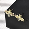 Brass Colorful Cubic Zirconia Bees Stud Earrings EJEW-L261-017G-1