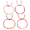 Faux Pearl & Brass & Glass Braided Bead Bracelet Sets WG4426-13-1