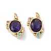 Rack Plating Brass Micro Pave Cubic Zirconia Pendants ZIRC-C040-10G-2