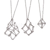 3 Pcs 201 Stainless Steel Crystal Stone Cage Pendant Necklaces NJEW-JN04750-1