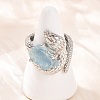 Snake Natural Aquamarine Open Cuff Rings RJEW-K286-10P-03-3