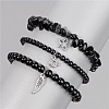 3Pcs Alloy & Natural Black Onyx Beads Charm Bracelets DY7954-7-1