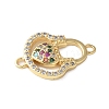 Brass Micro Pave Colorful Cubic Zirconia Heart Handbag Connector Charms KK-A252-21G-2