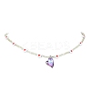 Acrylic and Glass Seed Heart Beaded Stretch Bracelet & Pendant Necklace SJEW-JS01282-2