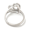 Heart with Letter Rack Plating Brass Micro Pave Cubic Zirconia Adjustable Rings for Women RJEW-I105-06P-O-3