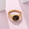Round Natural Tiger Eye Chips Finger Rings RJEW-D303-03G-04-3