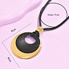 Alloy Ring Pendant Black Cord Necklaces FS-WG3AB90-01-3