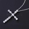 Silver Color Plated Brass Cubic Zirconia Cross Pendant Necklaces NJEW-BB08796-4