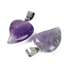 Natural Amethyst Heart Pendants G-H073-03P-01-2