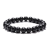 Synthetic Black Stone Beaded Stretch Bracelets B072-3-2