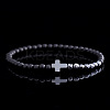 Synthetic Non-magnetic Hematite Cross & Black Stone Round Beaded Stretch Bracelets for Men ZI4844-2