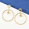 304 Stainless Steel Ring Dangle Stud Earrings EJEW-K268-34G-1