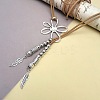 Hollow Flower Bohemian Style Alloy Pendant Camel Faux Suede Cord Lariat Necklaces for Women FS-WGF2926-01-4