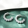 Flower Brass ABS Imitation Pearl Stud Earrings EJEW-M082-05P-1