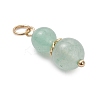 3Pcs 3 Styles Natural Green Aventurine & Moss Agate & Unakite Round Beaded Pendants PALLOY-JF04701-02-4