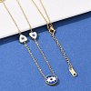 304 Stainless Steel Blue & White Enamel Evil Eye Link Chain Long Necklaces NJEW-V001-02G-3