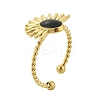 Flower 304 Stainless Steel Enamel Open Cuff Rings for Women LS-RJEW-G338-15G-02-4