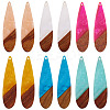 12Pcs 6 Colors Transparent Resin & Walnut Wood Big Pendants RESI-TA0003-45-2