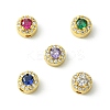 10Pcs 5 Colors Rack Plating Brass Micro Pave Cubic Zirconia Flat Round Beads KK-CJ0002-70-1