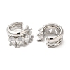 Platinum Plated Brass Cuff Earrings with Rhinestone for Women EJEW-D065-07P-03-2
